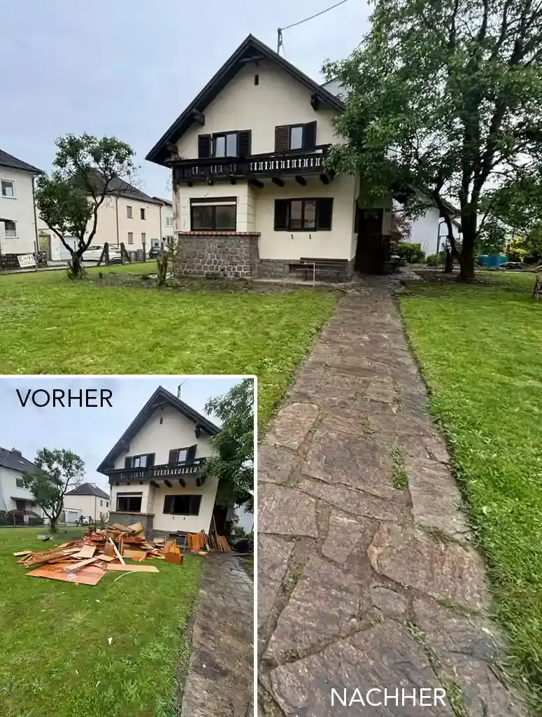 Haus vor und nach der Entrümpelung durch IFH Entrümpler