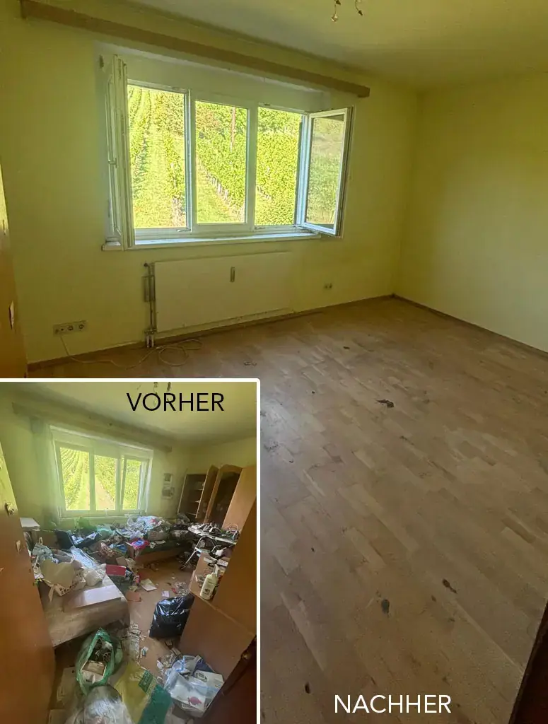 Wohnung vor und nach der Entrümpelung durch IFH Entrümpler